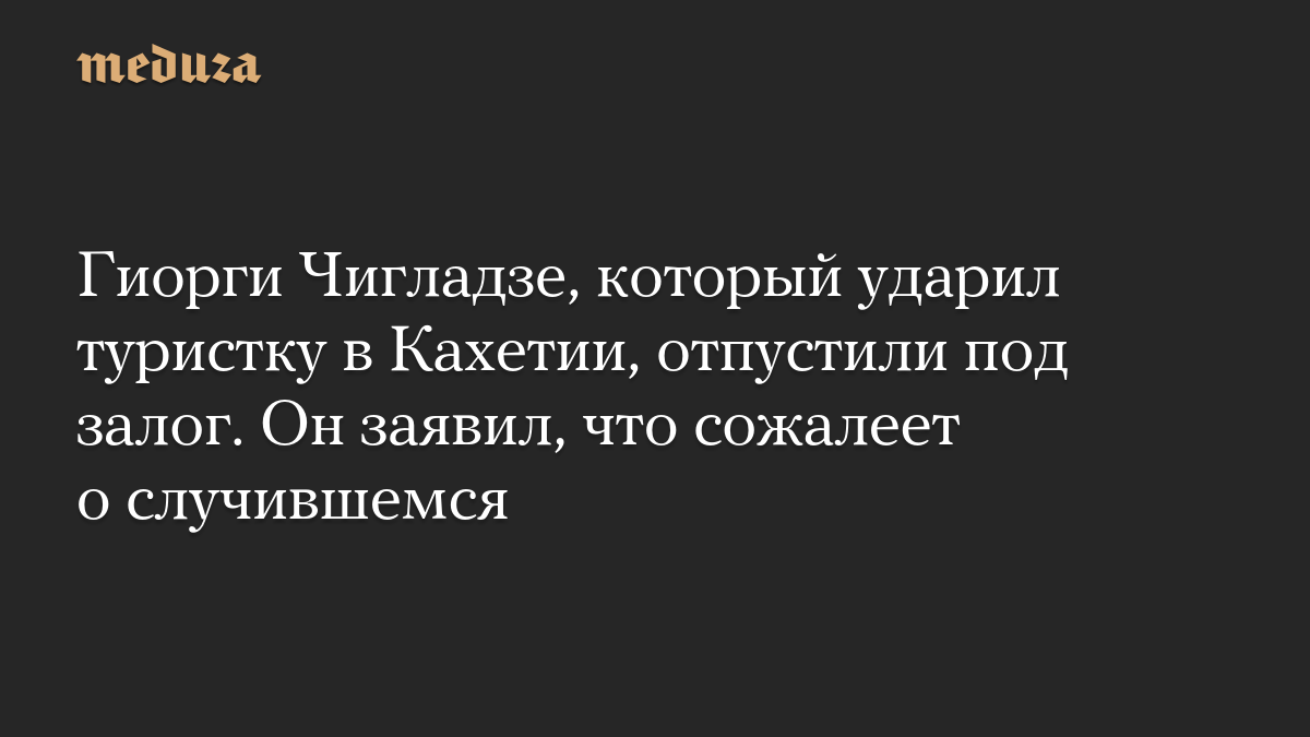 Гиорги Чигладзе, который ударил туристку в Кахетии, отпустили под залог. Он заявил, что сожалеет о случившемся