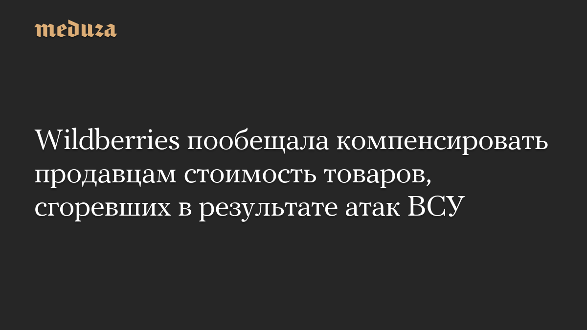 Wildberries пообещала компенсировать продавцам стоимость товаров, сгоревших в результате атак ВСУ