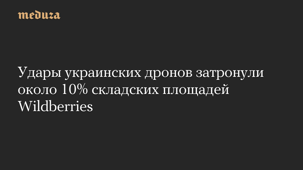 Удары украинских дронов затронули около 10% складских площадей Wildberries