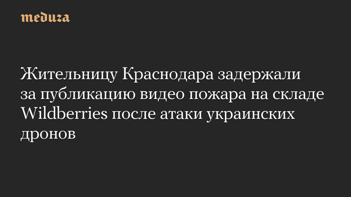 Жительницу Краснодара задержали за публикацию видео пожара на складе Wildberries после атаки украинских дронов
