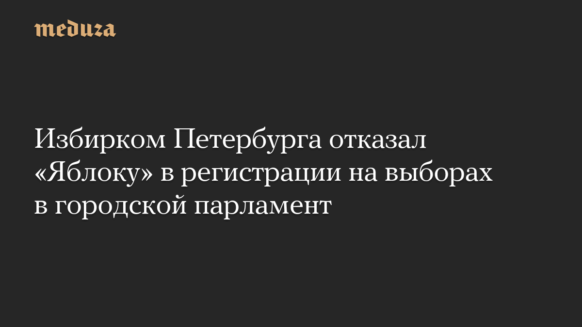 Избирком Петербурга отказал «Яблоку» в регистрации на выборах в городской парламент