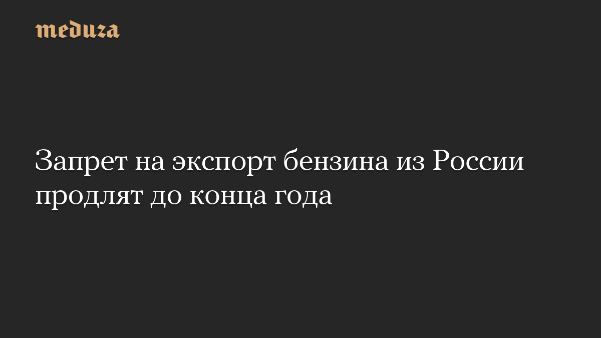 Запрет на экспорт бензина из России продлят до конца года