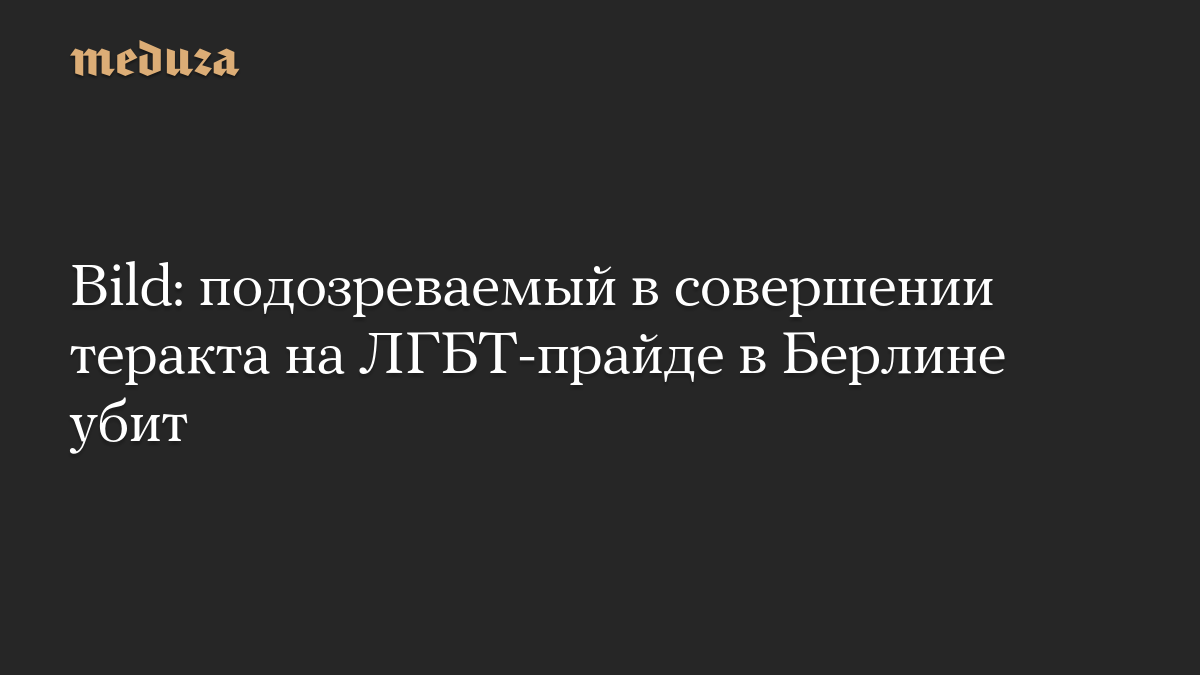 Bild: подозреваемый в совершении теракта на ЛГБТ-прайде в Берлине убит
