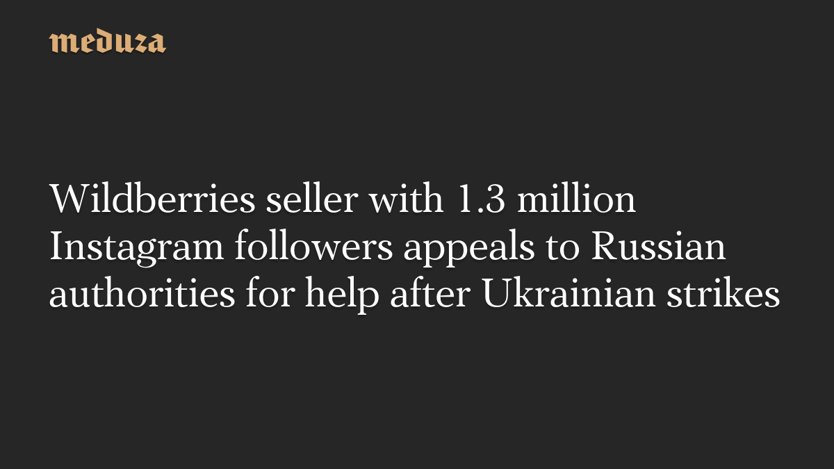 Wildberries seller with 1.3 million Instagram followers appeals to Russian authorities for help after Ukrainian strikes