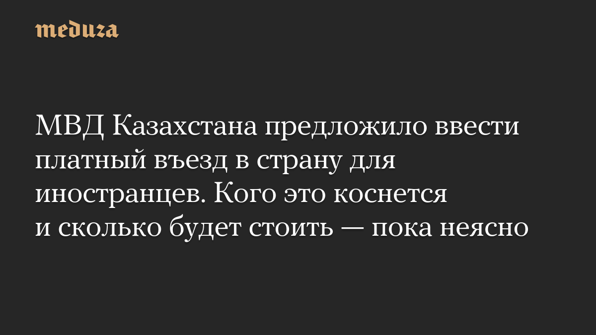 МВД Казахстана предложило ввести платный въезд в страну для иностранцев. Кого это коснется и сколько будет стоить — пока неясно
