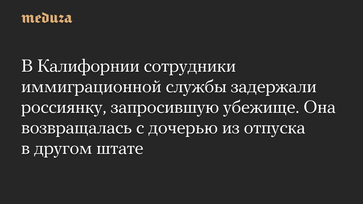 В Калифорнии сотрудники иммиграционной службы задержали россиянку, запросившую убежище. Она возвращалась с дочерью из отпуска в другом штате