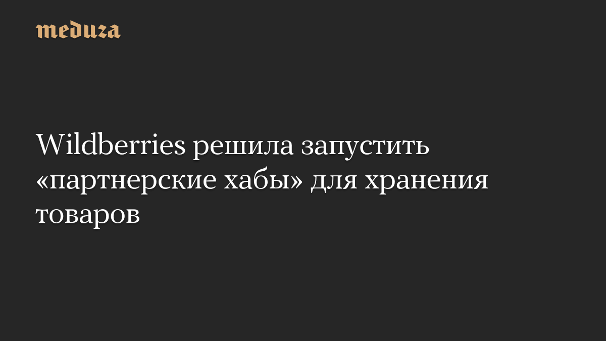 Wildberries решила запустить «партнерские хабы» для хранения товаров