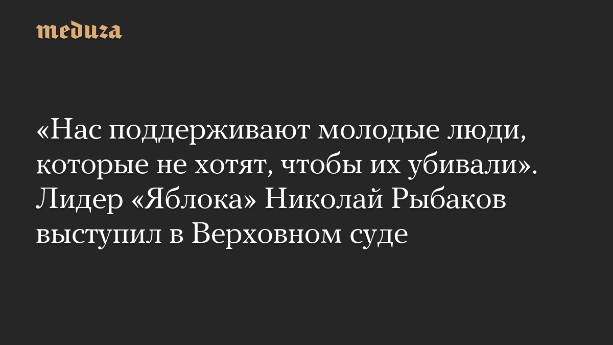 «Нас поддерживают молодые люди, которые не хотят, чтобы их убивали». Лидер «Яблока» Николай Рыбаков выступил в Верховном суде
