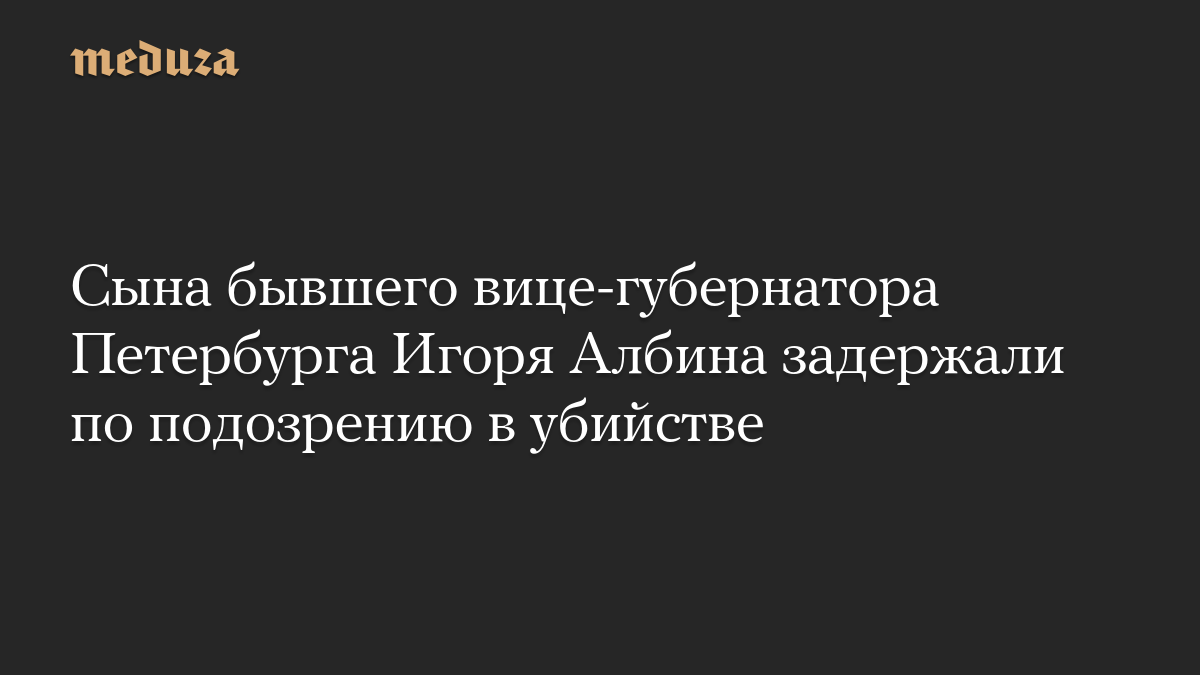 Сына бывшего вице-губернатора Петербурга Игоря Албина задержали по подозрению в убийстве