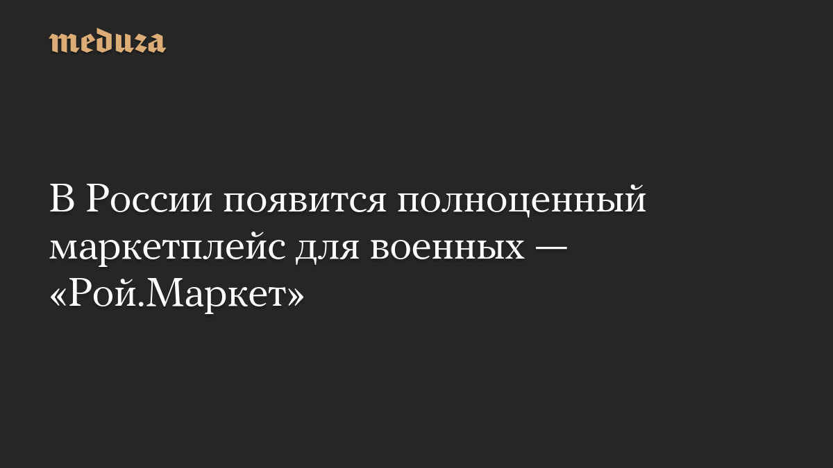 В России появится полноценный маркетплейс для военных — «Рой.Маркет»