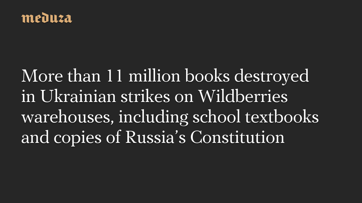 More than 11 million books destroyed in Ukrainian strikes on Wildberries warehouses, including school textbooks and copies of Russia's Constitution