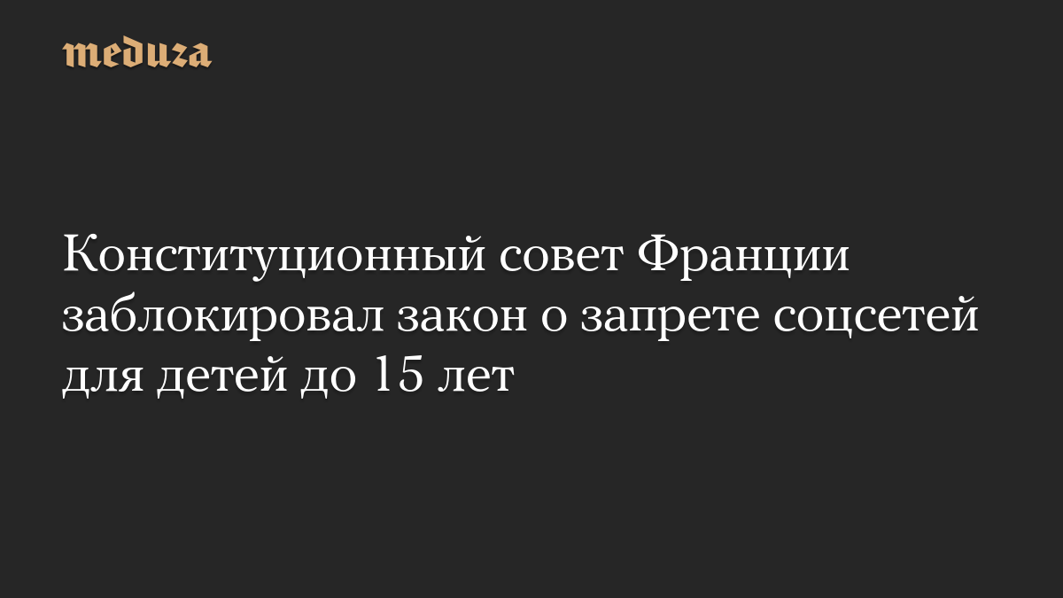 Конституционный совет Франции заблокировал закон о запрете соцсетей для детей до 15 лет