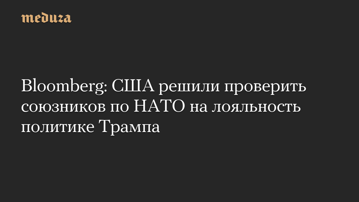 Bloomberg: США решили проверить союзников по НАТО на лояльность политике Трампа