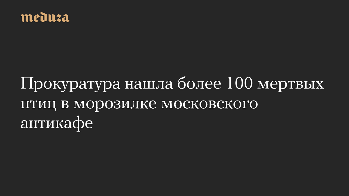 Прокуратура нашла более 100 мертвых птиц в морозилке московского антикафе