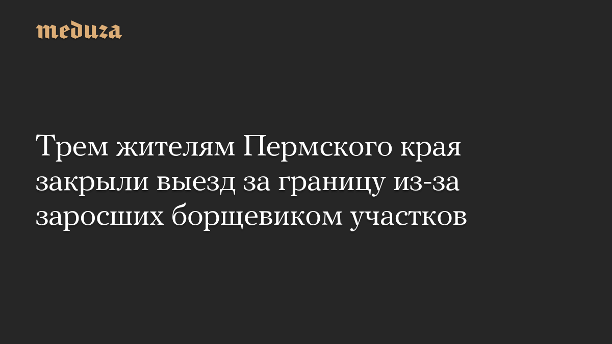 Трем жителям Пермского края закрыли выезд за границу из-за заросших борщевиком участков