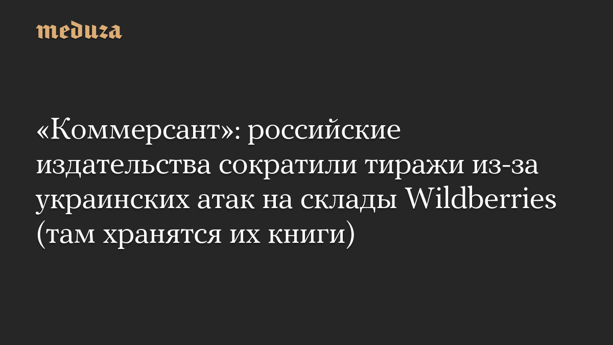 «Коммерсант»: российские издательства сократили тиражи из-за украинских атак на склады Wildberries (там хранятся их книги)