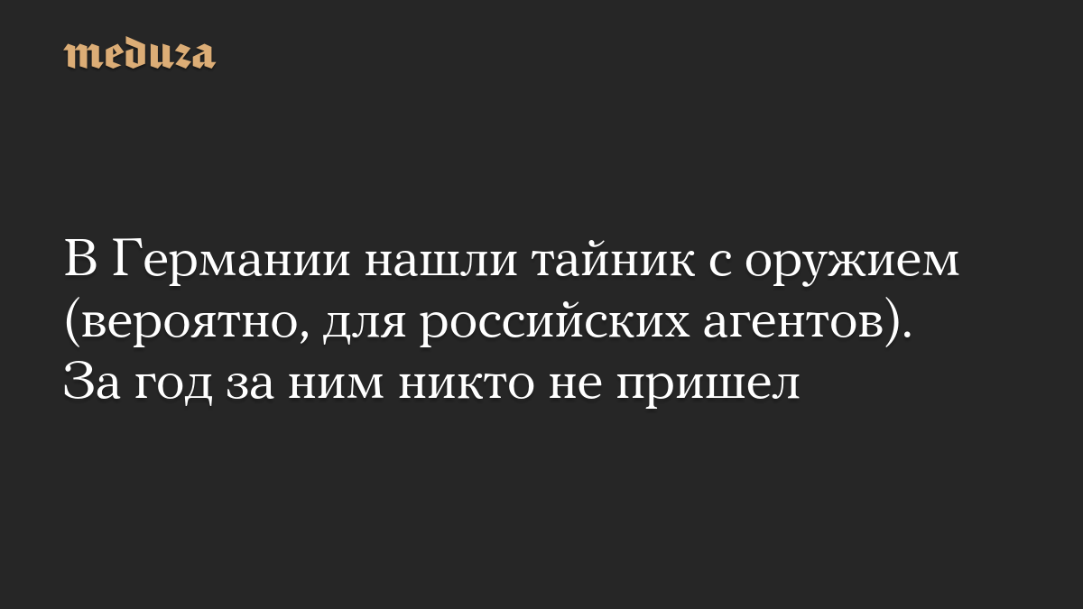 В Германии нашли тайник с оружием (вероятно, для российских агентов). За год за ним никто не пришел