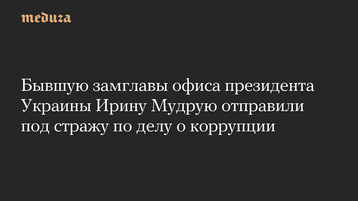 Бывшую замглавы офиса президента Украины Ирину Мудрую отправили под стражу по делу о коррупции