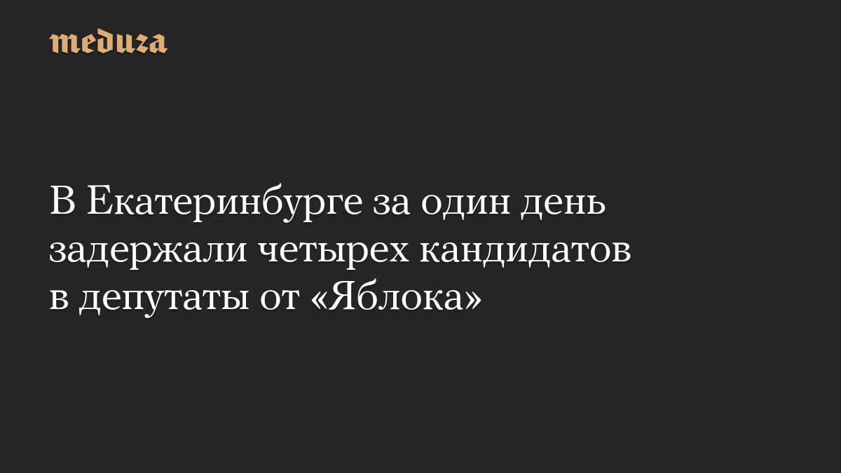 В Екатеринбурге за один день задержали четырех кандидатов в депутаты от «Яблока»