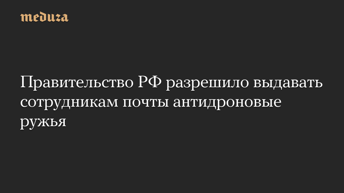 Правительство РФ разрешило выдавать сотрудникам почты антидроновые ружья