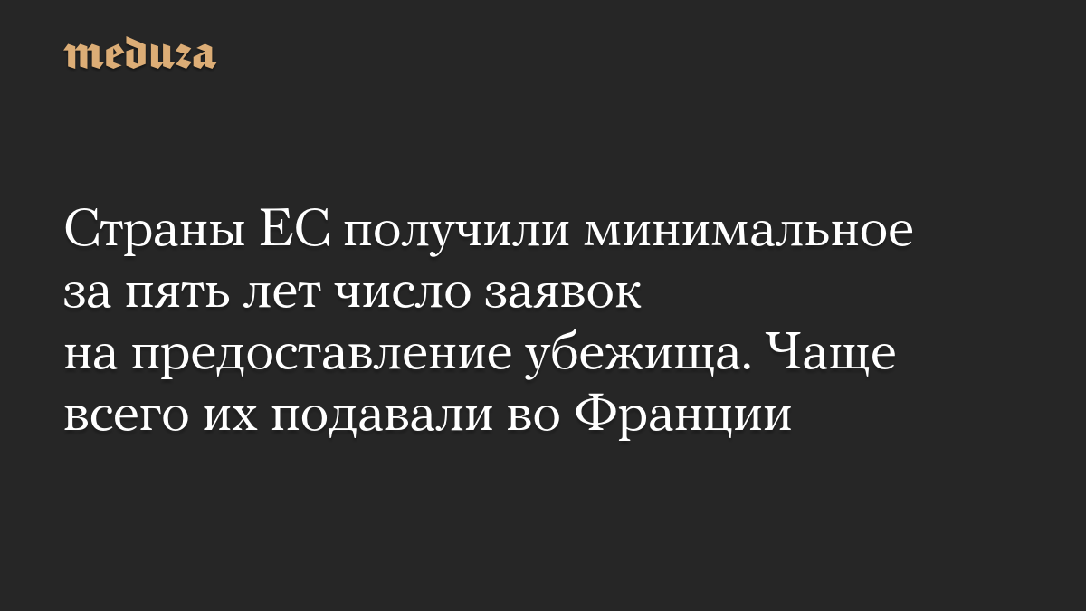 Страны ЕС получили минимальное за пять лет число заявок на предоставление убежища. Чаще всего их подавали во Франции