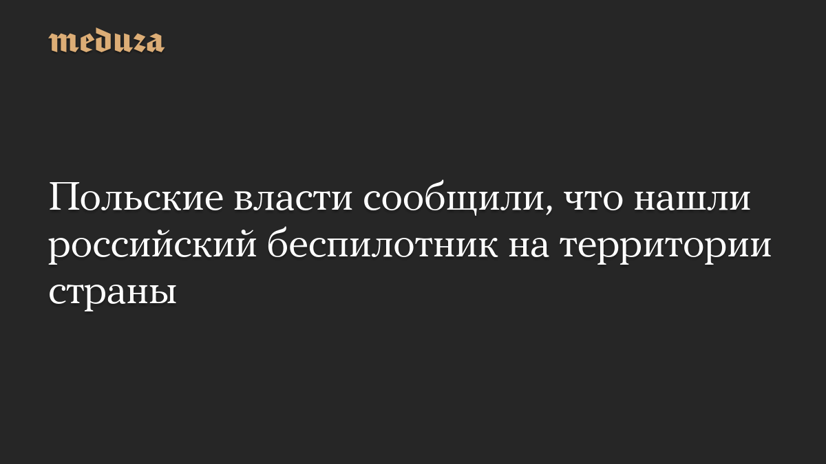 Польские власти сообщили, что нашли российский беспилотник на территории страны