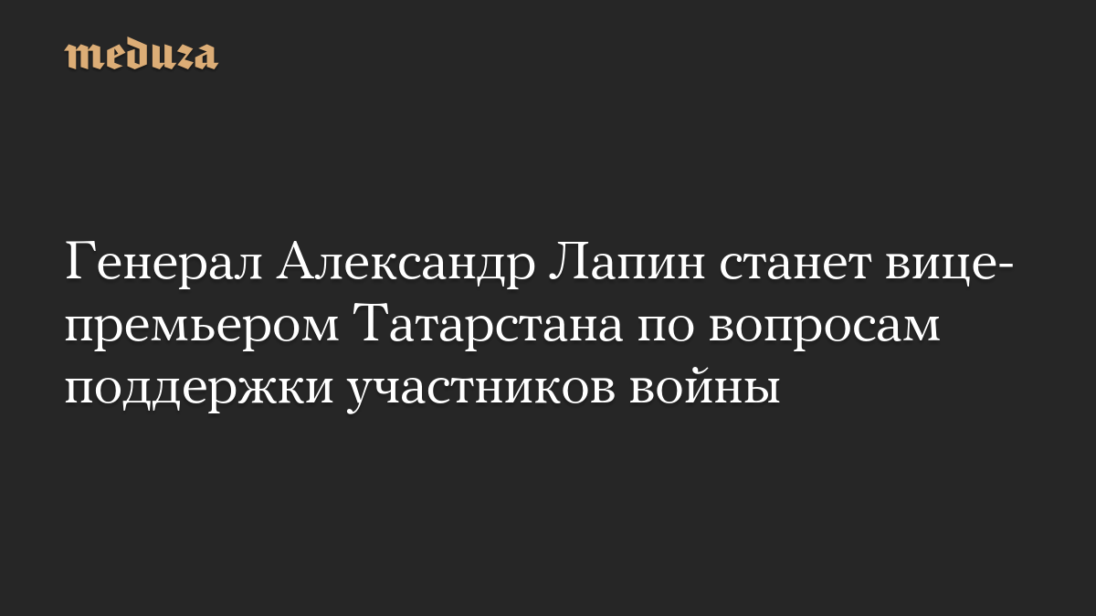 Генерал Александр Лапин станет вице-премьером Татарстана по вопросам поддержки участников войны