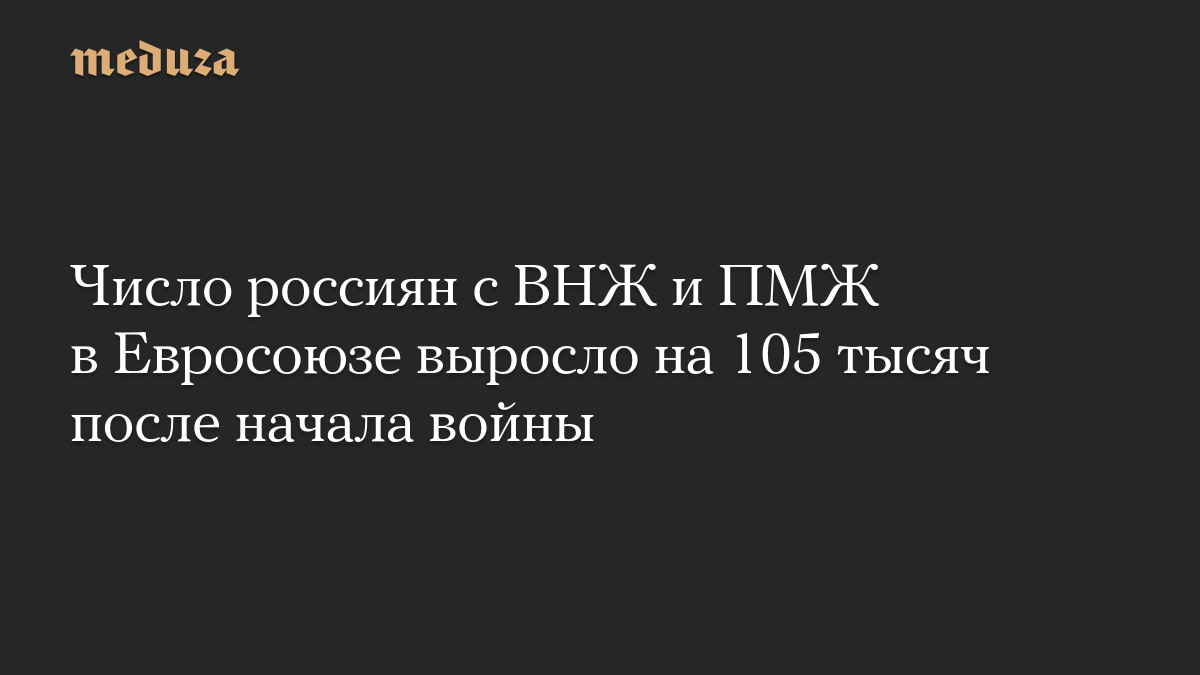 Число россиян с ВНЖ и ПМЖ в Евросоюзе выросло на 105 тысяч после начала войны