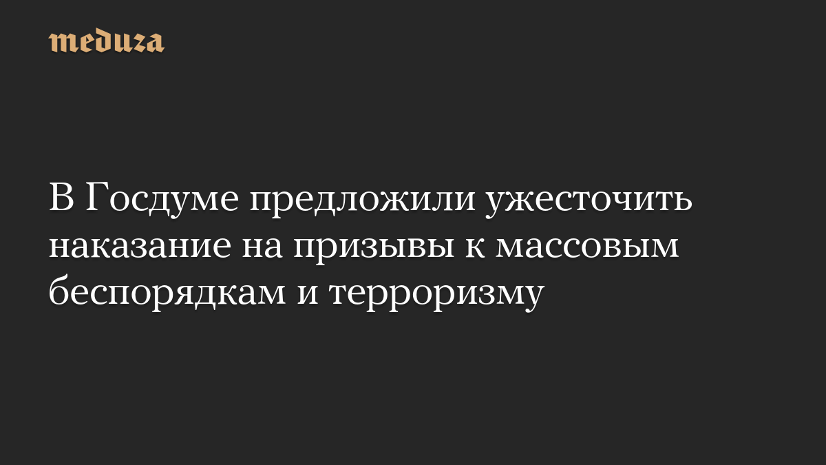 В Госдуме предложили ужесточить наказание на призывы к массовым беспорядкам и терроризму