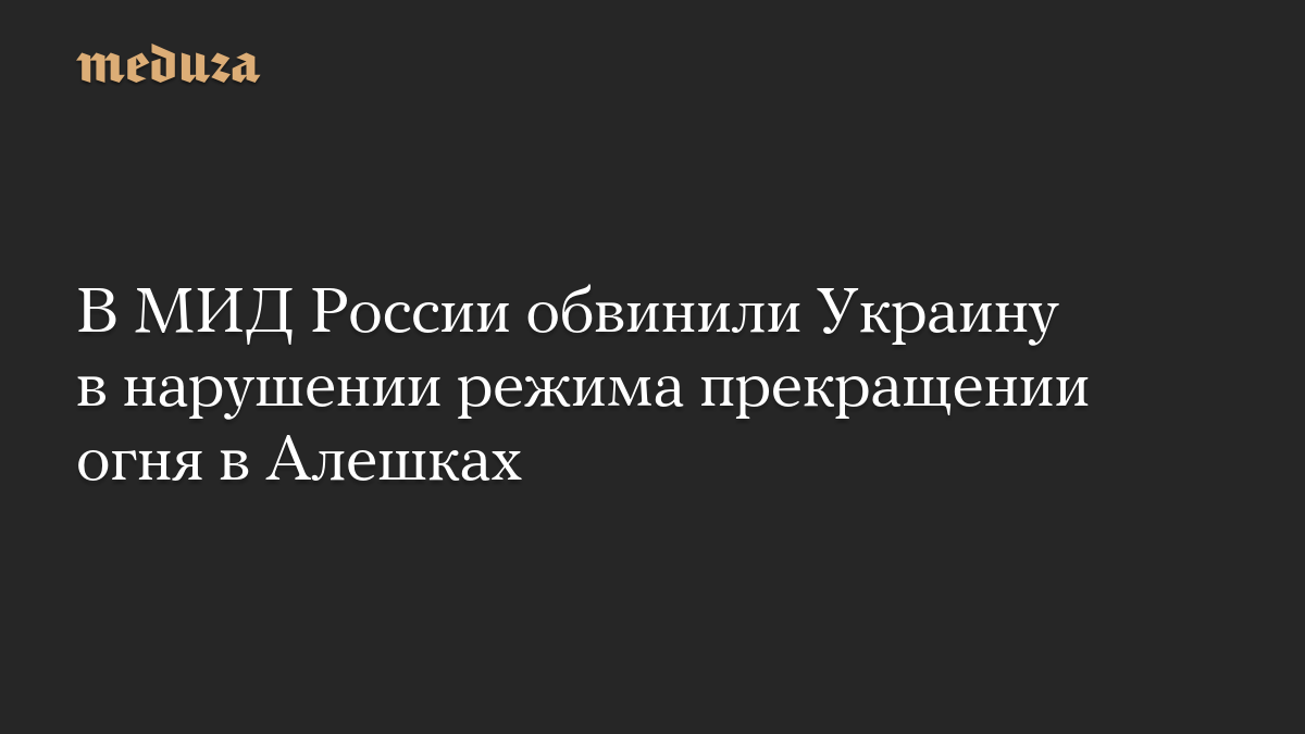 В МИД России обвинили Украину в нарушении режима прекращении огня в Алешках