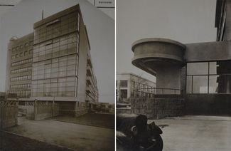 Фрагменты фасада комбината газеты «Правда». Архитектор Голосов И.А. Фото 1935 года.