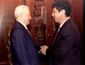 Governor Nemtsov agrees to join the government as a deputy prime minister at a meeting with President Boris Yeltsin, March 17, 1997.