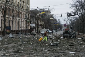 Улицы Харькова после обстрелов 1 марта