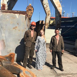 Elizaveta Peskova at a shipyard in Sevastopol. She later deleted this photo from her Instagram account.