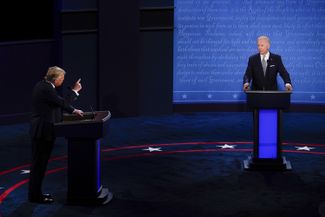 Первые президентские дебаты между Дональдом Трампом и кандидатом от демократов Джо Байденом. 29 сентября 2020 года