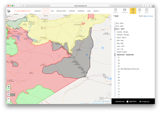 Syrian government troops (red) and “Syrian democratic forces” (yellow) in Deir ez-Zor