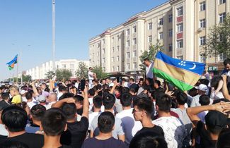 Protests in Nukus, Karakalpakstan. July 1, 2022.