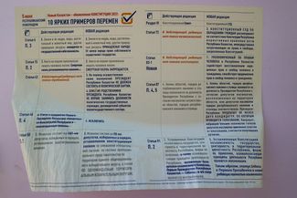 A flyer with information about the changes Kazakhstan can expert after the Constitutional amendments are passed
