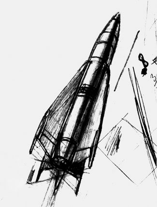 Черновые наброски облика ракетных конструкций Сергея Королева. Казань, 1944 год