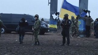 Национальная гвардия и полиция Украины на месте подрыва ведущих в Крым ЛЭП. Херсонская область