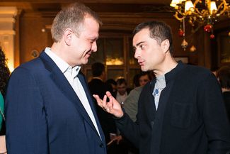 Сергей Капков и Владислав Сурков на вечеринке Breguet в Театре Наций, 21 декабря 2013 года
