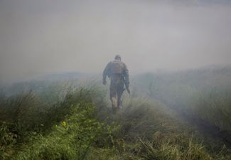 Украинский военный в селе Нескучное