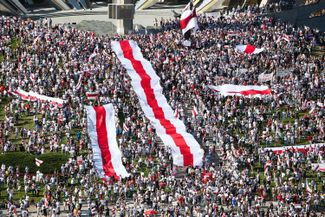 Первый воскресный марш в Минске. 16 августа 2020 года