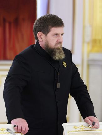 Ramzan Kadyrov during a meeting with Vladimir Putin and Venezuelan President Nicolás Maduro at the Kremlin. May 7, 2025.