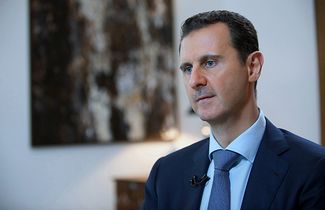 Президент Сирии Башар Асад во время интервью иранскому телевидению. Дамаск, 4 октября 2015 года