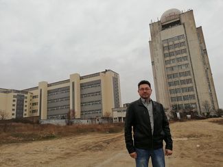 “IT Crimea” executive director Oleg Korolev outside the “Odekolon” high rise that is supposedly poised to host a new state-of-the-art technology center.