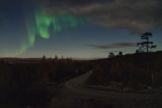 A view of the northern lights on the outskirts of Murmansk