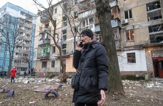 A residential neighborhood in Dnipro, damaged in the attack