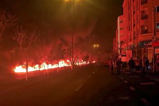 Fire in Tehran on the night of March 8; Petroleum products that reached storm drains after the attack on an oil storage facility in Shahran burn