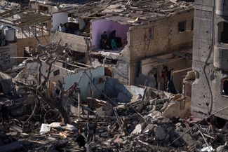 Здания, разрушенные и поврежденные в результате удара ЦАХАЛ по городу Рафах. Сектор Газа, 22 февраля 2024 года